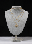 Queen Coin Gold Tone triple Layer Choker Oval Pendant Necklace T Shirt Fashion