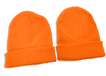 2 X Kids Childrens Beanie Hats Small Age 4-10 School Uniform - Bright Orange