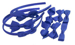 9 PIECE BUNDLE SET Royal Blue School Hair Bows Headbands Clips Alice Bands Uniform Colours
