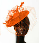 Caprilite Saucer Sinamay Headband Fascinator Wedding Ascot Hat Hatinator Birdcage Veil[Orange]