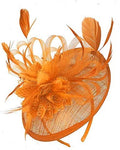 Caprilite Orange Sinamay Disc Saucer Fascinator Hat for Women Weddings Headband