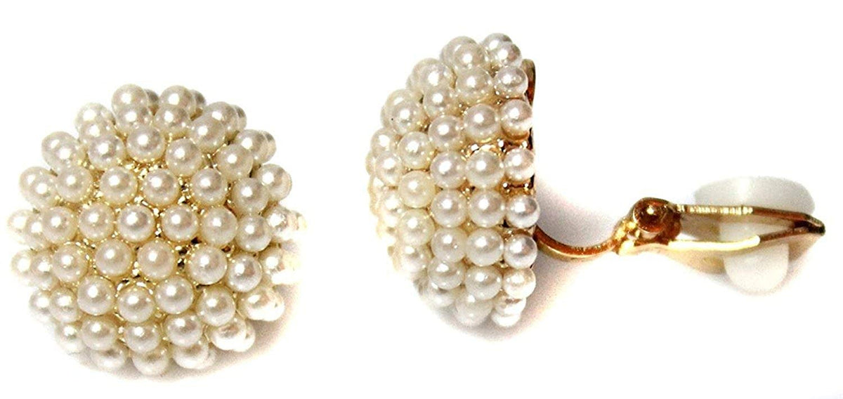 Caprilite UK Online Pearl Cluster Ball Clip On Earrings Stud