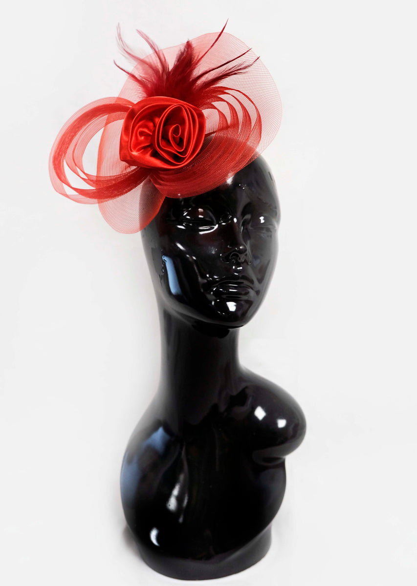 Caprilite UK Online Red Rose Fascinator Weddings Ascot Hatinator Races