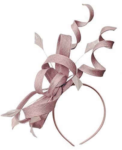 Caprilite Dusty Pink Swirl Loop Sinamay Headband Fascinator for Women Wedding Ascot Races