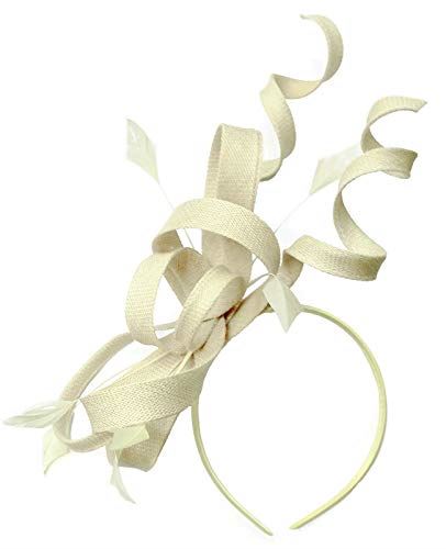 Caprilite Cream Ivory Swirl Loop Sinamay Headband Fascinator for Women Wedding Ascot Races
