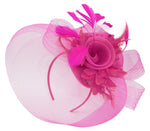 Caprilite Fuchsia Hot Pink and Fuchsia Hot PinkFascinator Hat Veil Net Hair Clip Ascot Derby Races Wedding Headband Feather Flower
