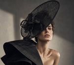 Black 41cm Large SInamay Hatinator Disc Saucer Brim Hat Fascinator on Headband