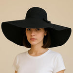 Caprilite Super Large Brim Sun Beach Hat Black
