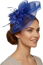 Electric Colbalt Royal Blue Bow Veil Fascinator Veil on Headband
