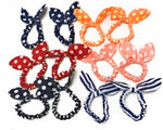 12 Hair Scrunchies (6 Pairs) Girls Hair Bobbles Elastics Hair Bow Bunny Ears Polka Dot Set Schol