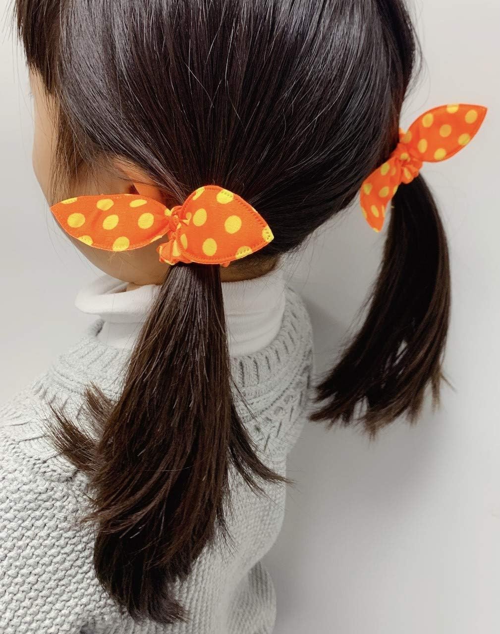 12 Hair Scrunchies (6 Pairs) Girls Hair Bobbles Elastics Hair Bow Bunny Ears Polka Dot Set Schol