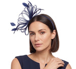 Navy Classic Hoop Fascinator on Headband