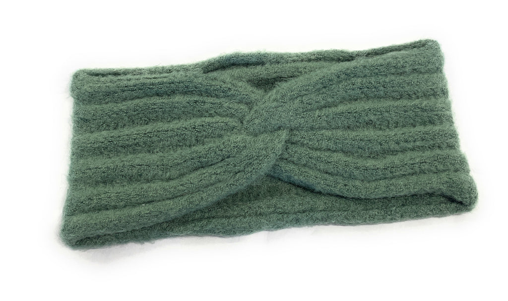 Women's Girls' Winter Warm Headband Knot Knit Woolly Head Ear Warmer Wrap Sweatband - Sage Green