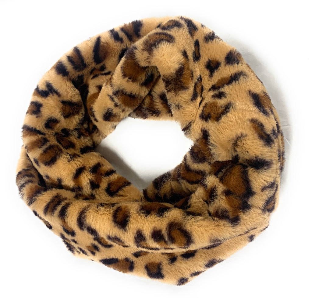 Women's Fluffy Faux Fur Winter Neck Warmer Ladies Scarf Snood Soft Warm Collar UK - Leopard