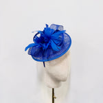 Striking Cobalt Blue Sinamay & Feather Flower Fascinator