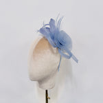 Charming Light Blue Mesh Flower & Feather Fascinator