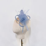 Charming Light Blue Mesh Flower & Feather Fascinator