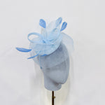 Elegant Light Blue Sinamay Disc & Feather Fascinator