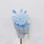 Elegant Light Blue Sinamay Disc & Feather Fascinator