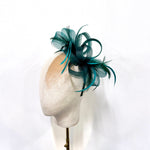 Sophisticated Emerald Green Crinoline Mesh & Feather Fascinator