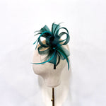 Sophisticated Emerald Green Crinoline Mesh & Feather Fascinator