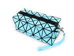 High Gloss Geometric Pencil Case Wash Bag Makeup Wrist Bag - Light Blue / Pastel Blue