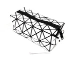 High Gloss Geometric Pencil Case Wash Bag Makeup Wrist Bag - White