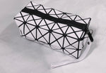 High Gloss Geometric Pencil Case Wash Bag Makeup Wrist Bag - White