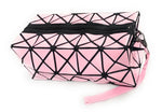 High Gloss Geometric Pencil Case Wash Bag Makeup Wrist Bag - Baby Pink