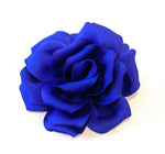15cm Large Rose Fascinator Corsage Hair Clip and Brooch Pin, Satin Flower, Royal Blue