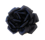 15cm Large Rose Fascinator Corsage Hair Clip and Brooch Pin, Satin Flower, Navy Blue