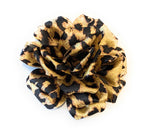 15cm Large Rose Fascinator Corsage Hair Clip and Brooch Pin, Satin Flower, Leopard Print