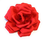 15cm Large Rose Fascinator Corsage Hair Clip and Brooch Pin, Satin Flower, Red