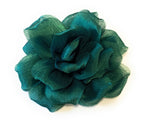 15cm Large Rose Fascinator Corsage Hair Clip and Brooch Pin, Satin Flower, Emerald Green