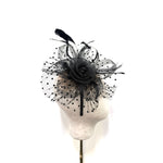 Black Polka-Dot Netting & Rose Fascinator