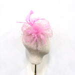 Soft Pink Polka-Dot Netting & Rose Fascinator