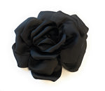 15cm Large Rose Fascinator Corsage Hair Clip and Brooch Pin, Satin Flower, Black