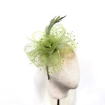 Sage Green Polka-Dot Netting & Rose Fascinator