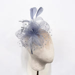 Grey Polka-Dot Netting & Rose Fascinator