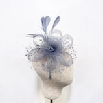 Grey Polka-Dot Netting & Rose Fascinator