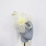 Cream Polka-Dot Netting & Rose Fascinator