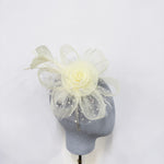Cream Polka-Dot Netting & Rose Fascinator