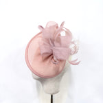Dusty Pink Swept-Brim Disc Fascinator