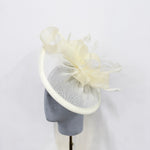 Cream Swept-Brim Disc Fascinator