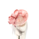 Peach Round Disc Fascinator with Structural Loops & Feathers