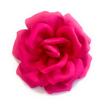 15cm Large Rose Fascinator Corsage Hair Clip and Brooch Pin, Satin Flower, Fuchsia Pink