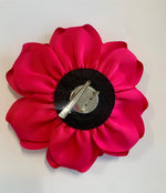 15cm Large Rose Fascinator Corsage Hair Clip and Brooch Pin, Satin Flower, Fuchsia Pink
