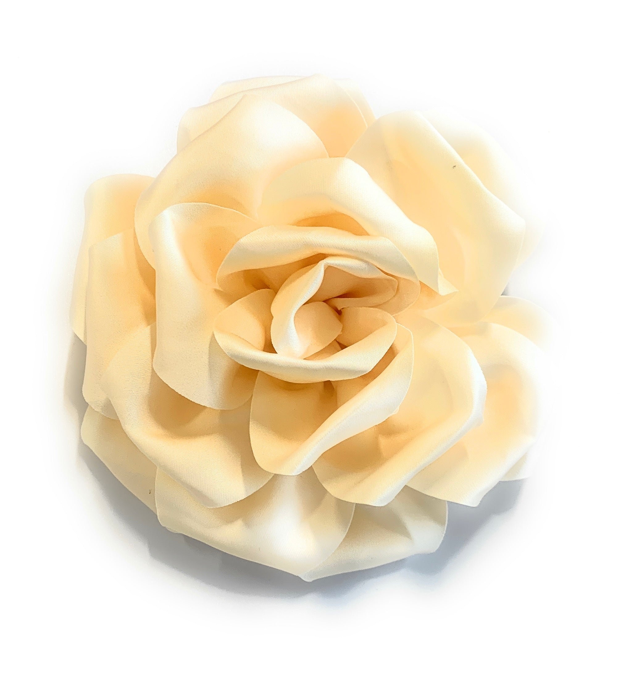15cm Large Rose Fascinator Corsage Hair Clip and Brooch Pin, Satin Flower, Ivory Cream
