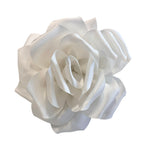 15cm Large Rose Fascinator Corsage Hair Clip and Brooch Pin, Satin Flower, White