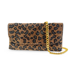 Caprilite Small Crossbody Bag Sparkly Crystal Clutch Fold Handbag Leopard Print